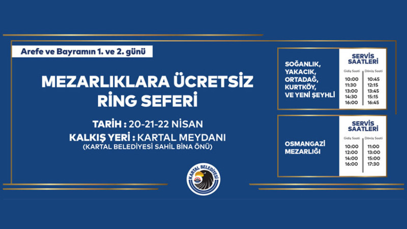 Kartal Belediyesi’nden Mezarlıklara Ücretsiz Ulaşım Hizmeti